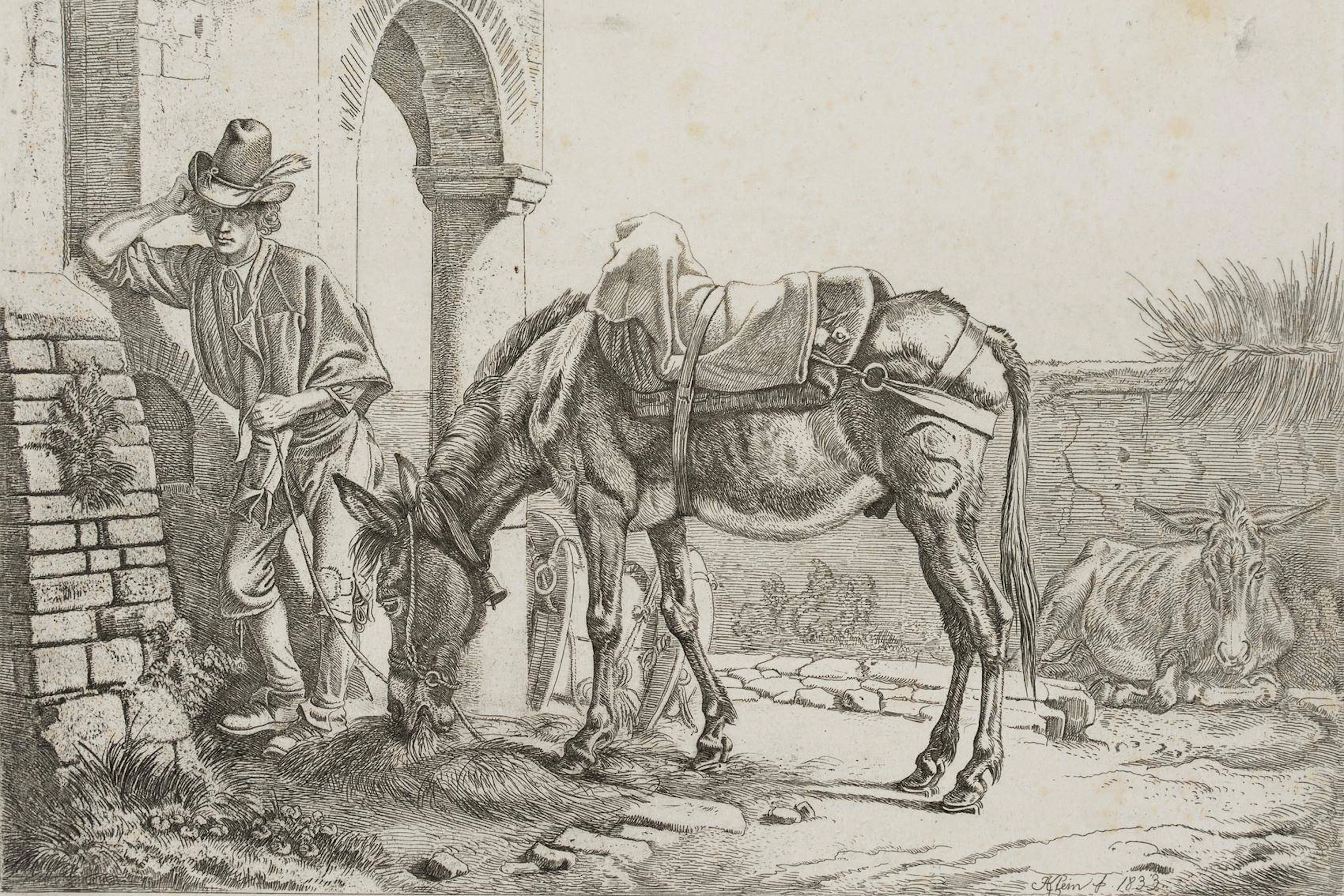Das fressende Maultier an der Säule | 17215