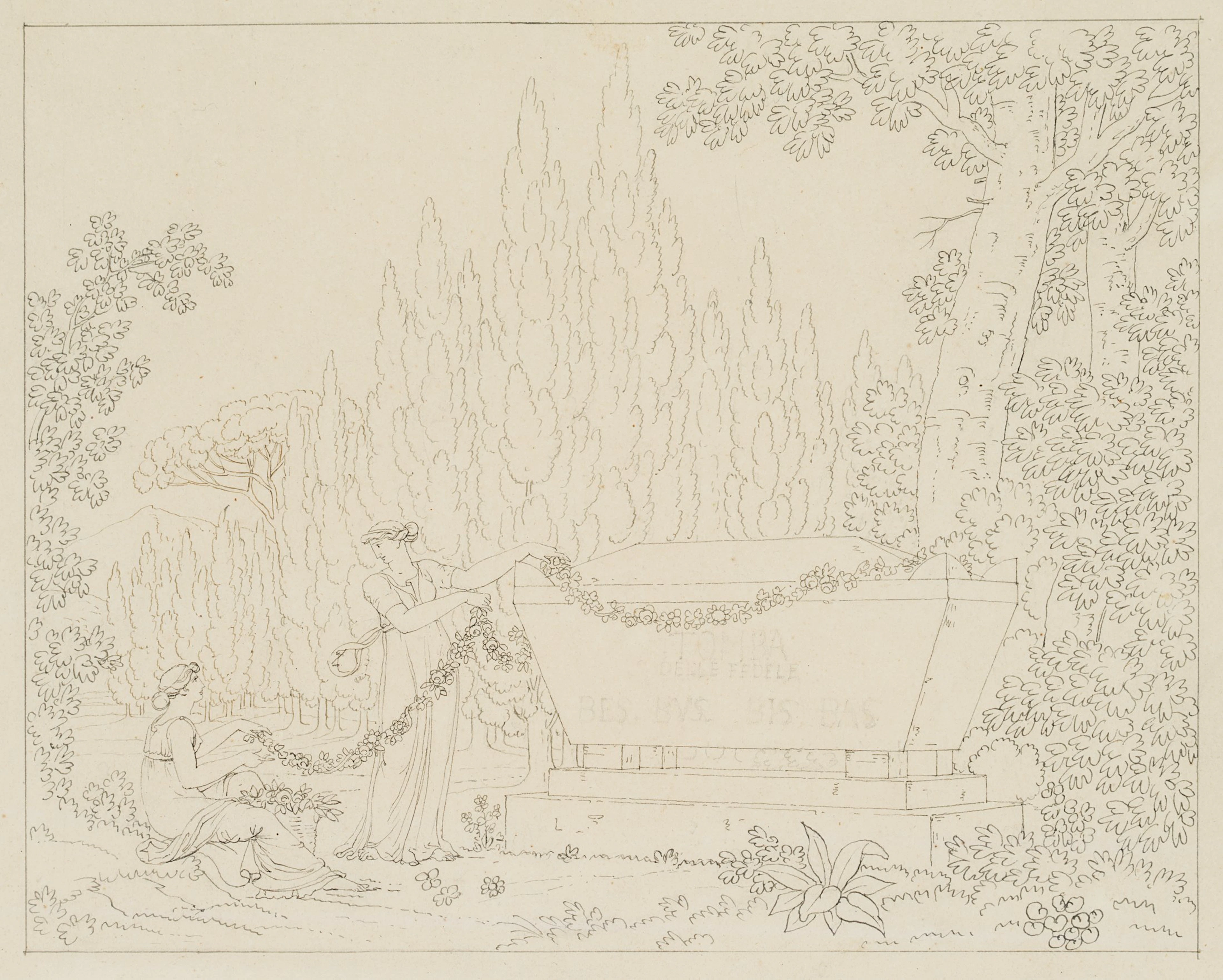 Christoph Heinrich Kniep (1755 Hildesheim - 1825 Neapel), Frauen umkränzen