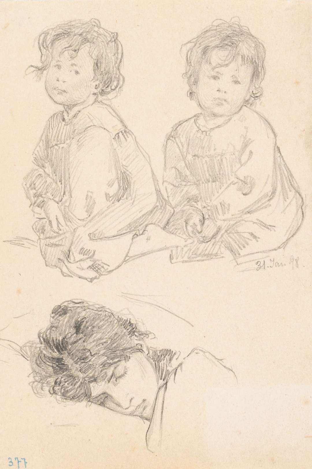 Leo Primavesi (1871 Köln - nach 1937 ), Studienblatt mit Kindern und