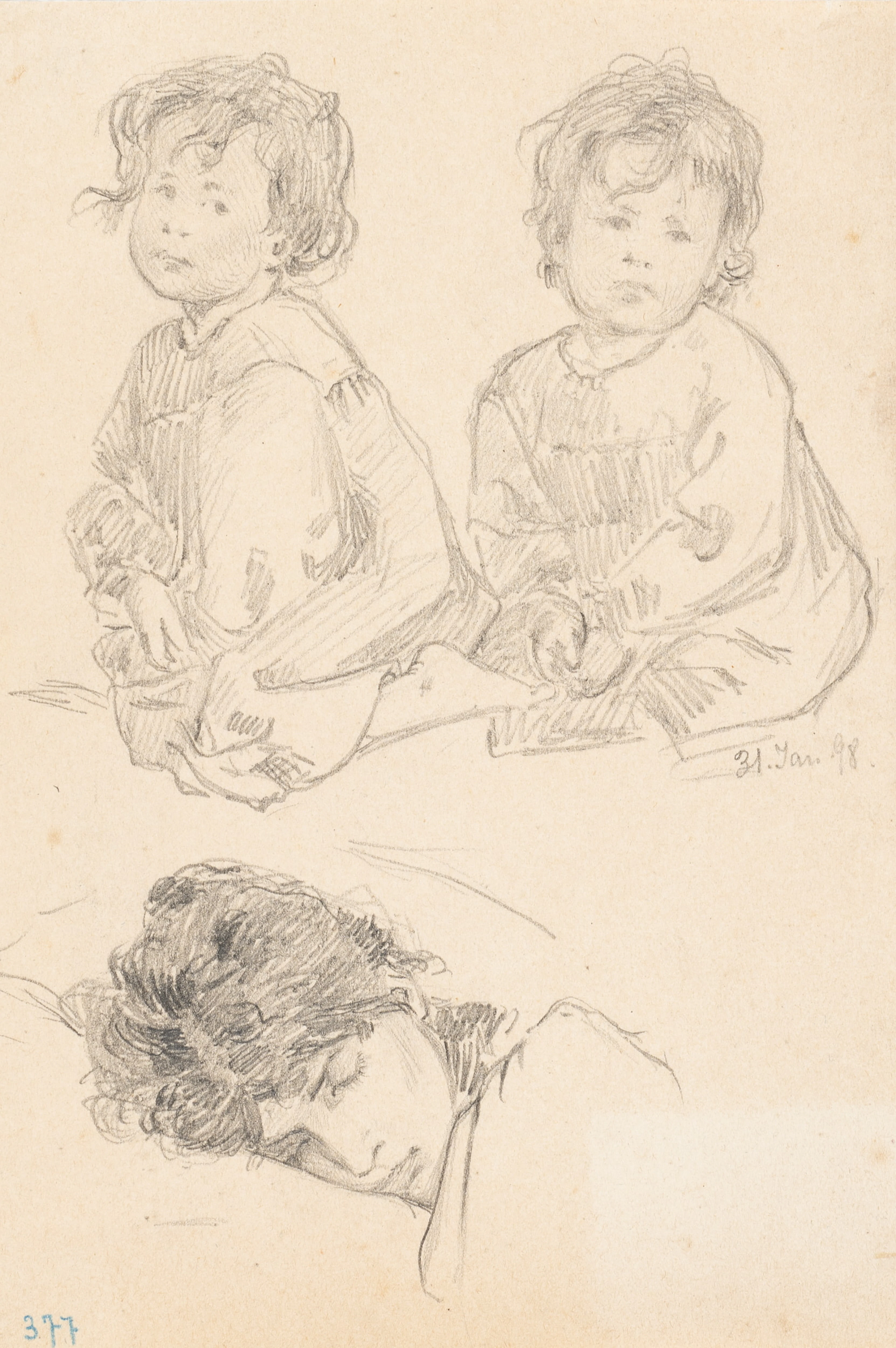 Leo Primavesi (1871 Köln - nach 1937 ), Studienblatt mit Kindern und