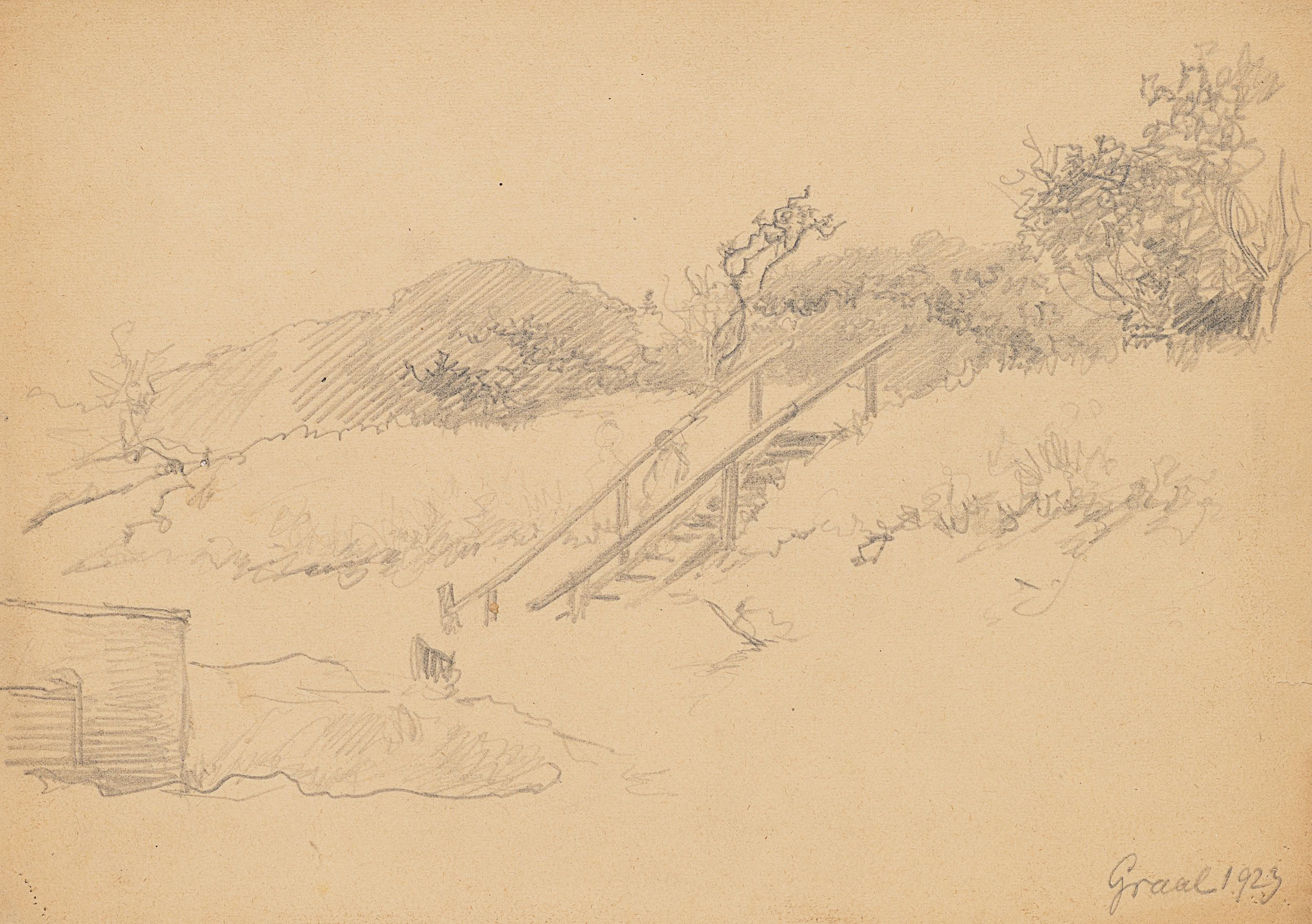 Landschaftsstudie mit Holztreppe in Graal | 61951