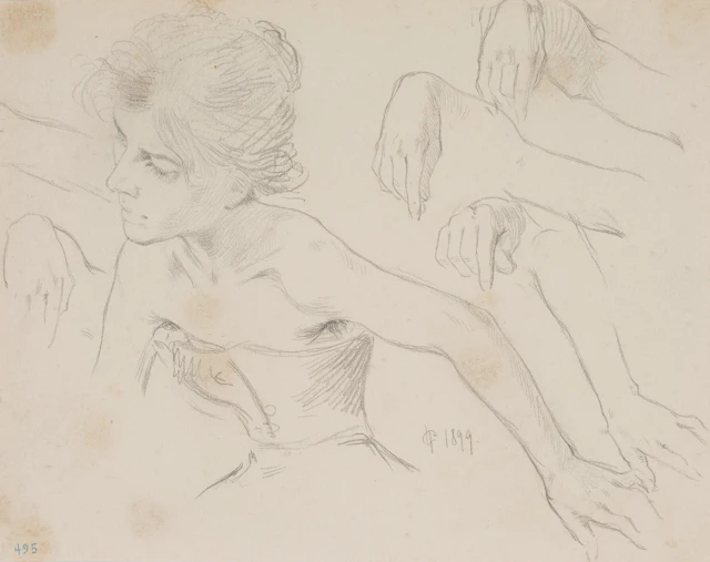Leo Primavesi (1871 Köln - nach 1937 ), Junge Frau im Korsett und