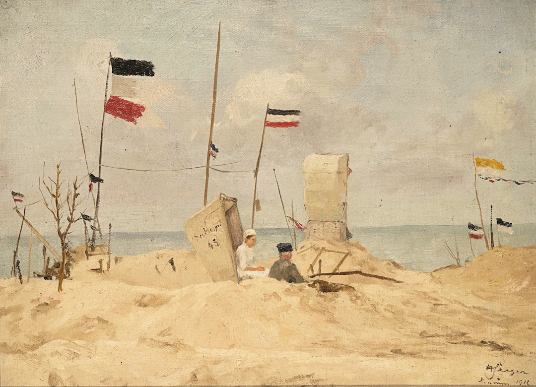 Strandszene mit Kaiserfahnen an der Nordsee | 62025