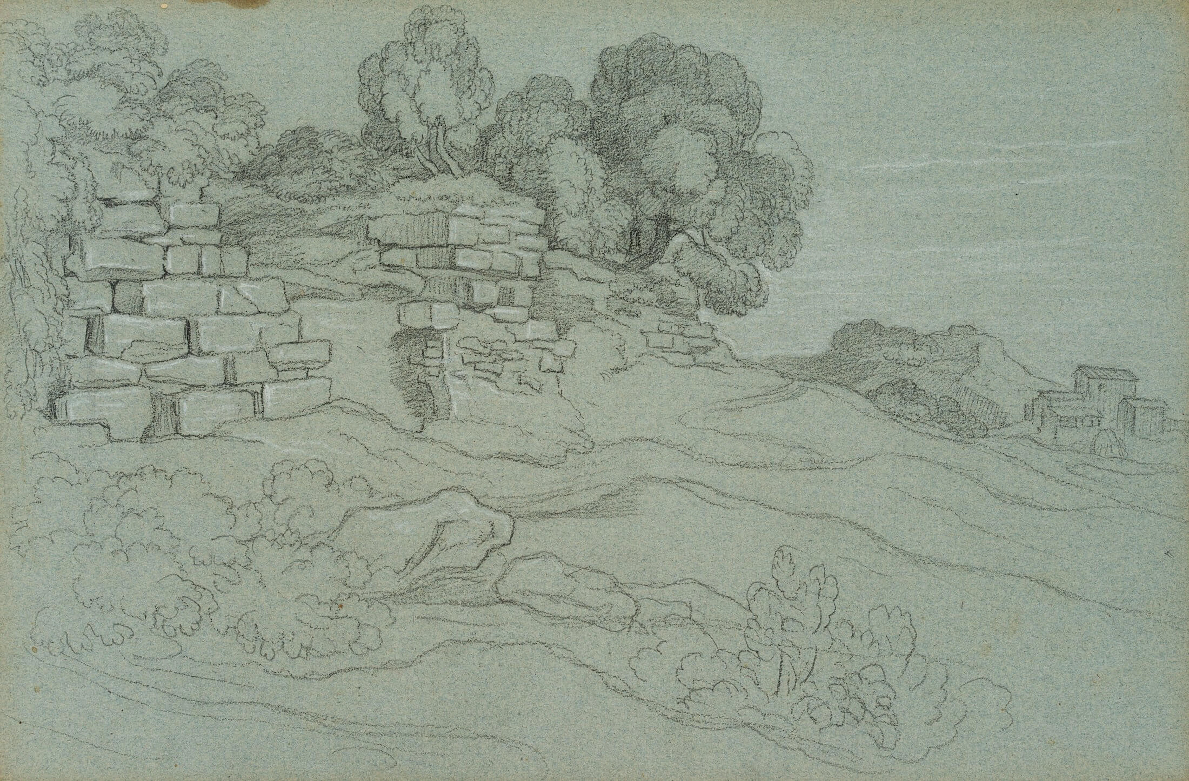 Hügellandschaft mit antiken Ruinen | 18159