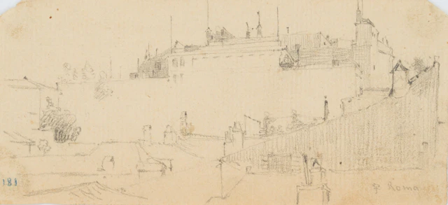 Leo Primavesi (1871 Köln - nach 1937 ), Dächer in Rom, Architekturstudie