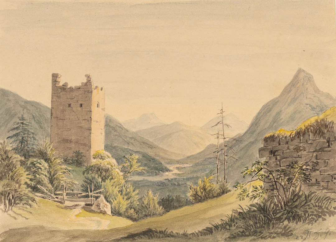 Georg Wiesend (1807 Kufstein - 1881 Berchtesgaden), Burgruine mit