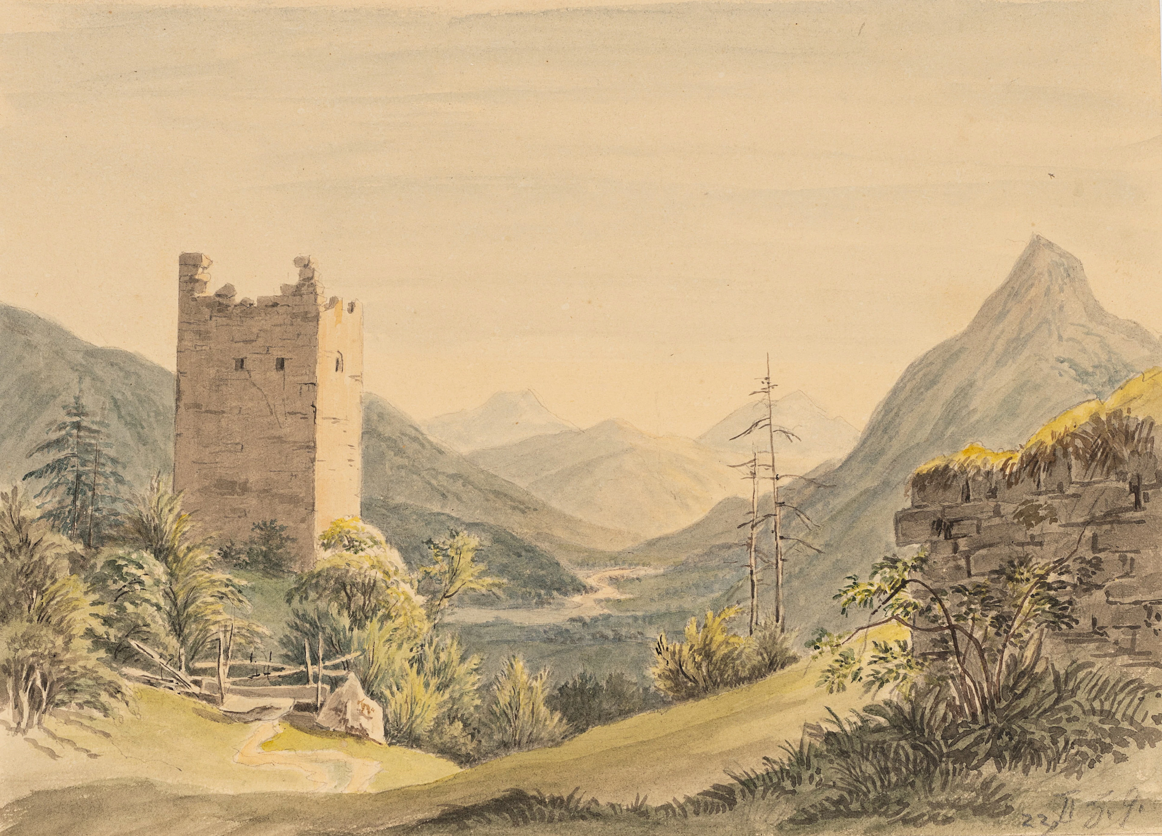 Georg Wiesend (1807 Kufstein - 1881 Berchtesgaden), Burgruine mit