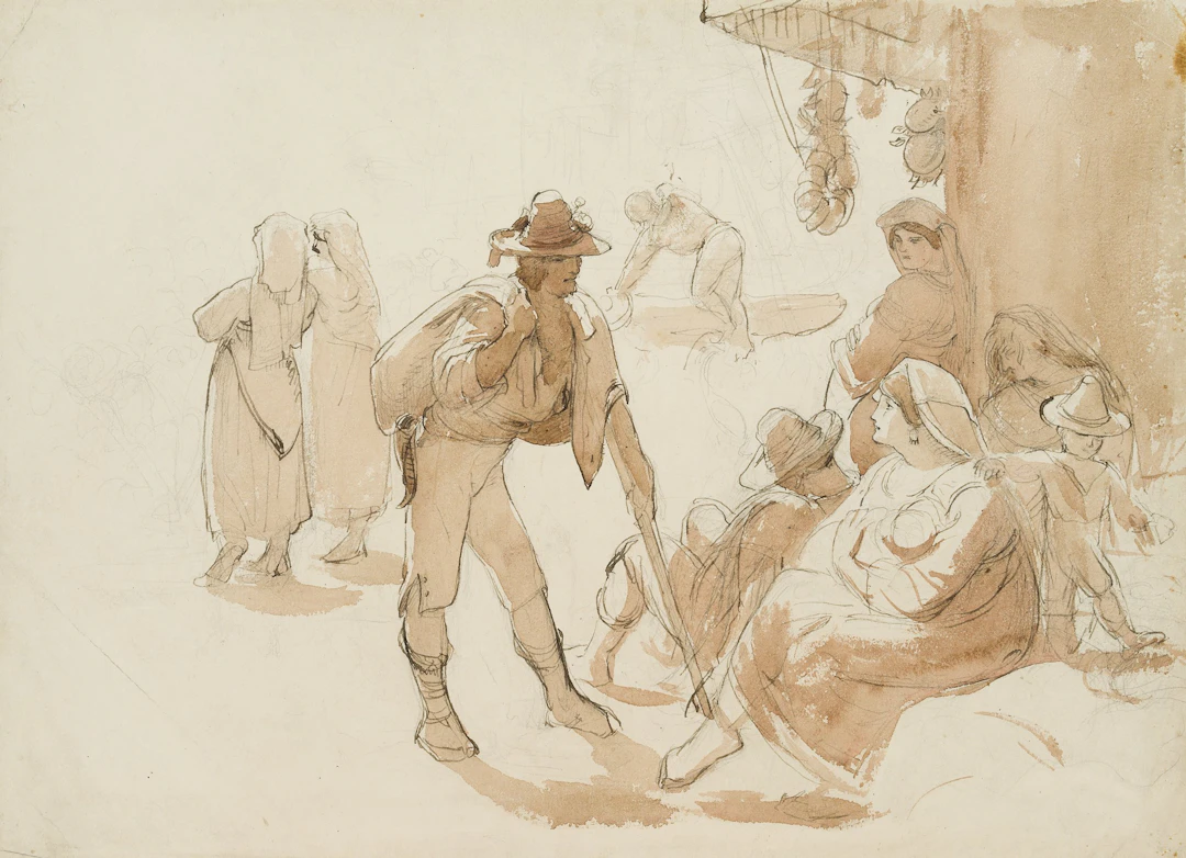 Friedrich Nerly (1807 Erfurt - 1878 Venedig) zugeschrieben, Straßenszene