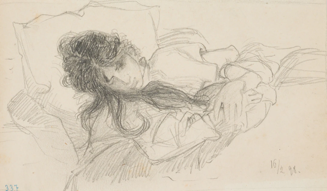 Leo Primavesi (1871 Köln - nach 1937 ), Schlafende Frau auf Kissen