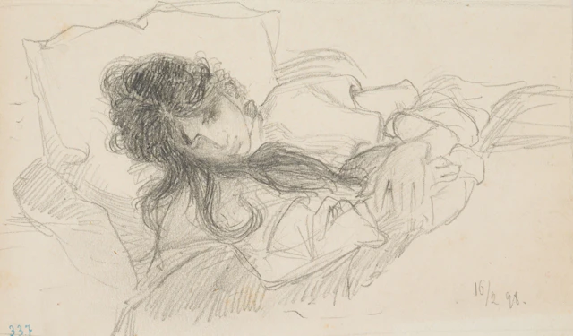 Leo Primavesi (1871 Köln - nach 1937 ), Schlafende Frau auf Kissen