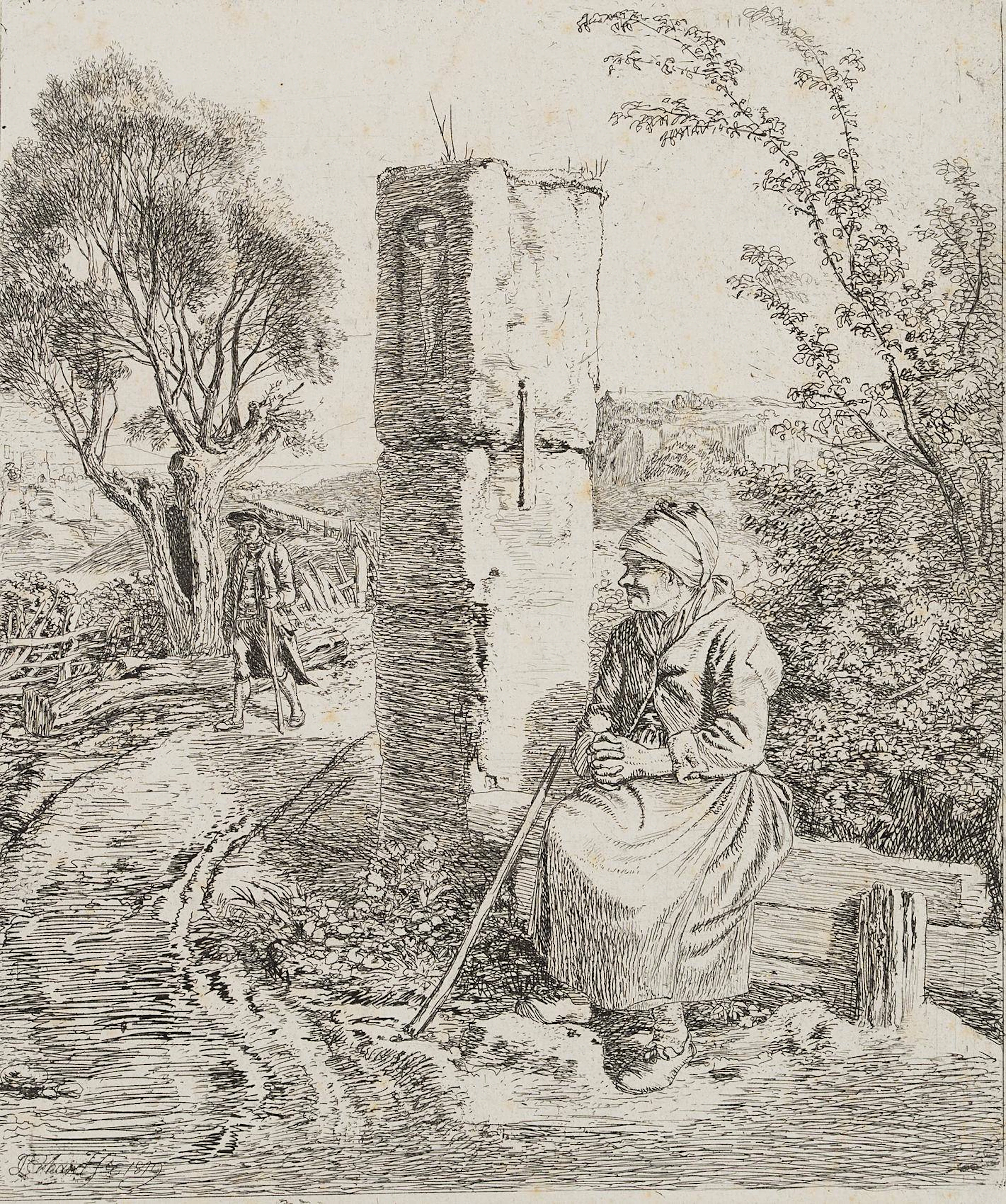 Alte neben Betsäule am Wegesrand | 17160