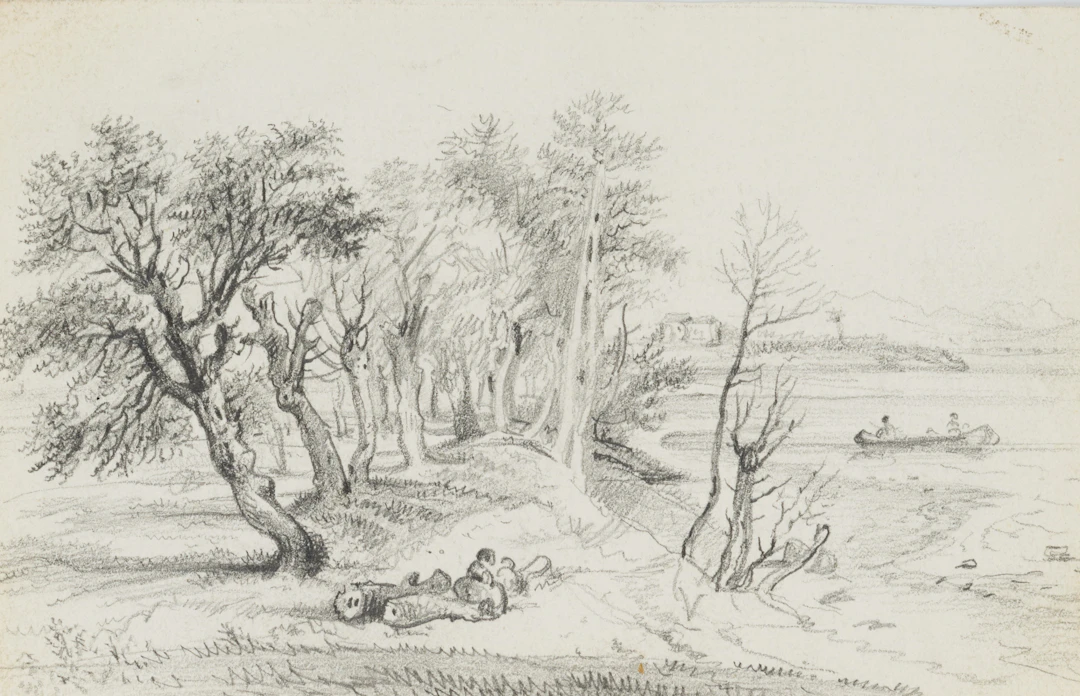 Uferlandschaft mit Weiden | 45475