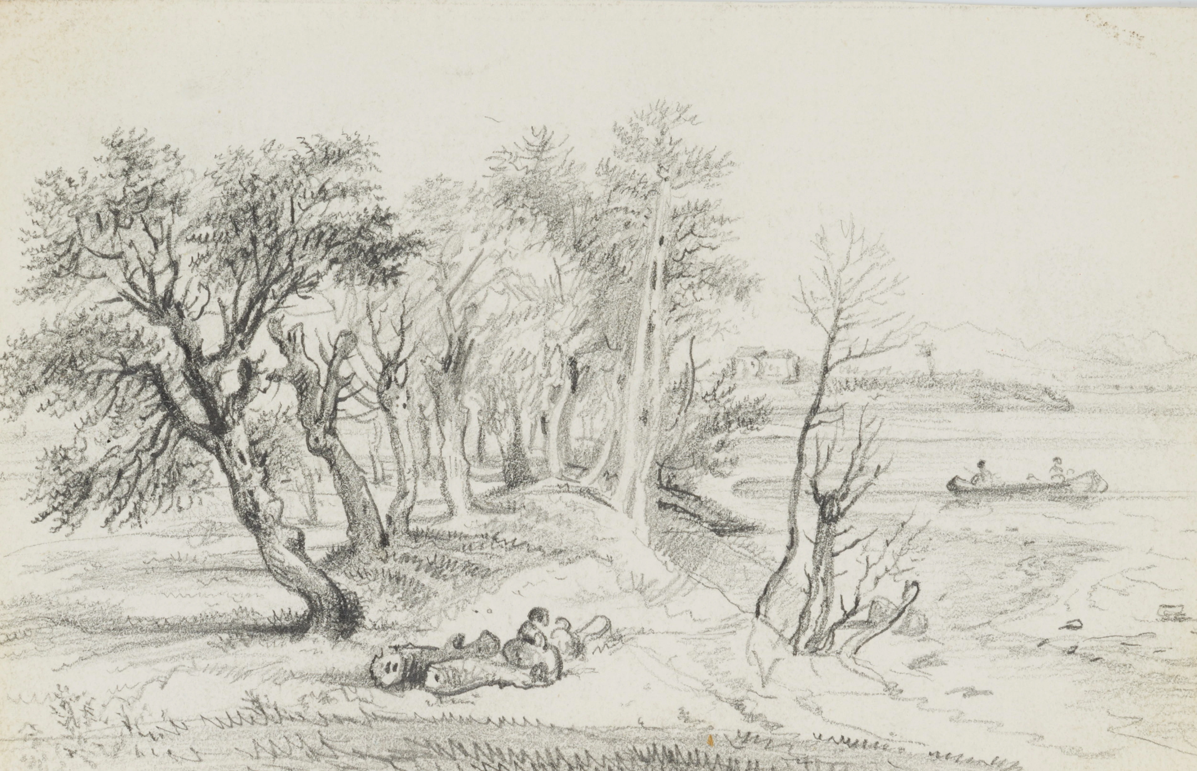 Uferlandschaft mit Weiden | 45475