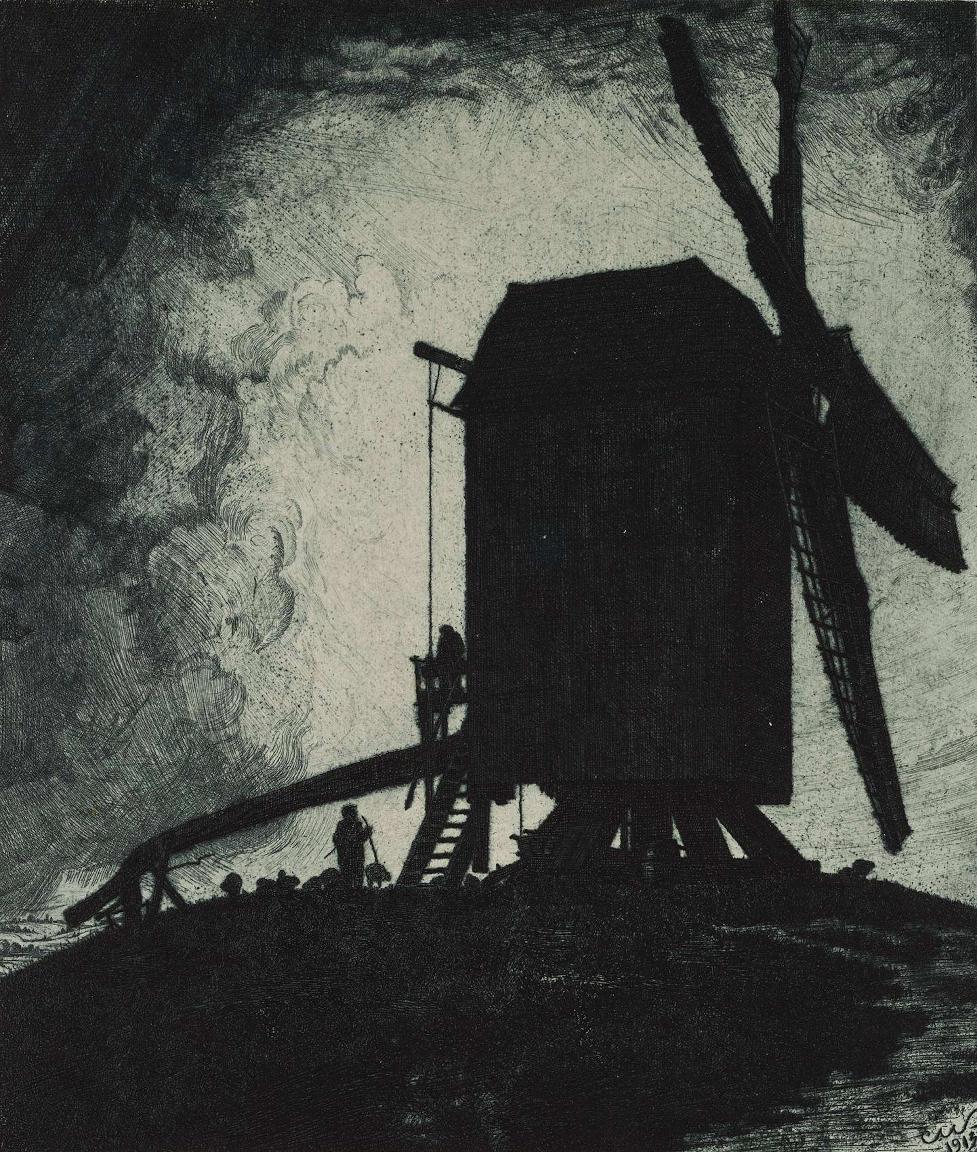 Mühle im Gegenlicht