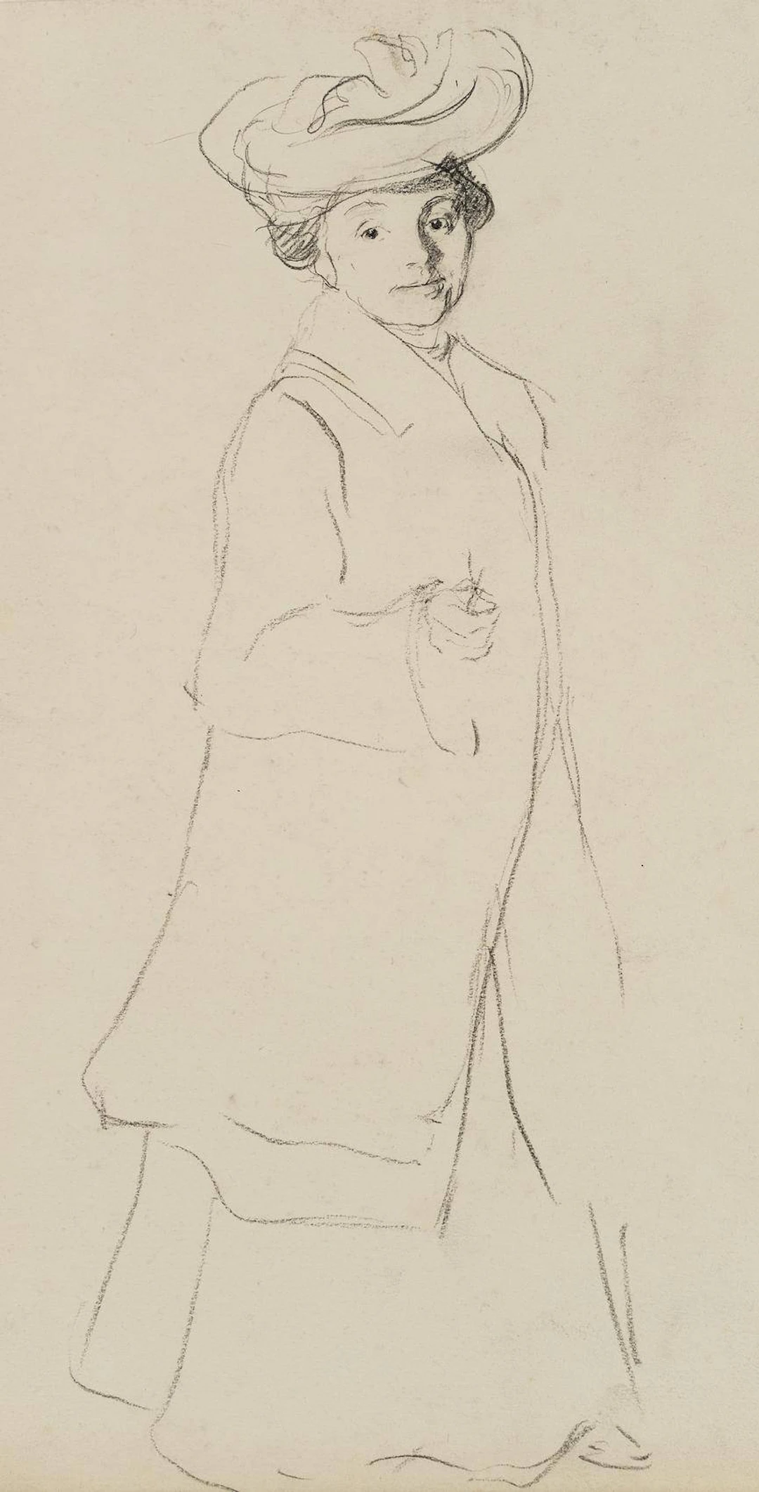Stehende Frau mit Hut und Mantel | 11839