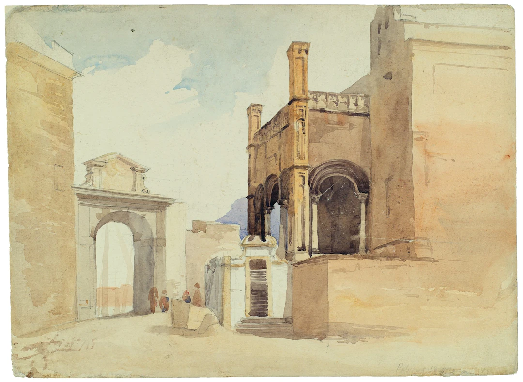 Albert Berg (1825 Berlin - 1884 Hallstadt), Ansicht der Kirche Santa