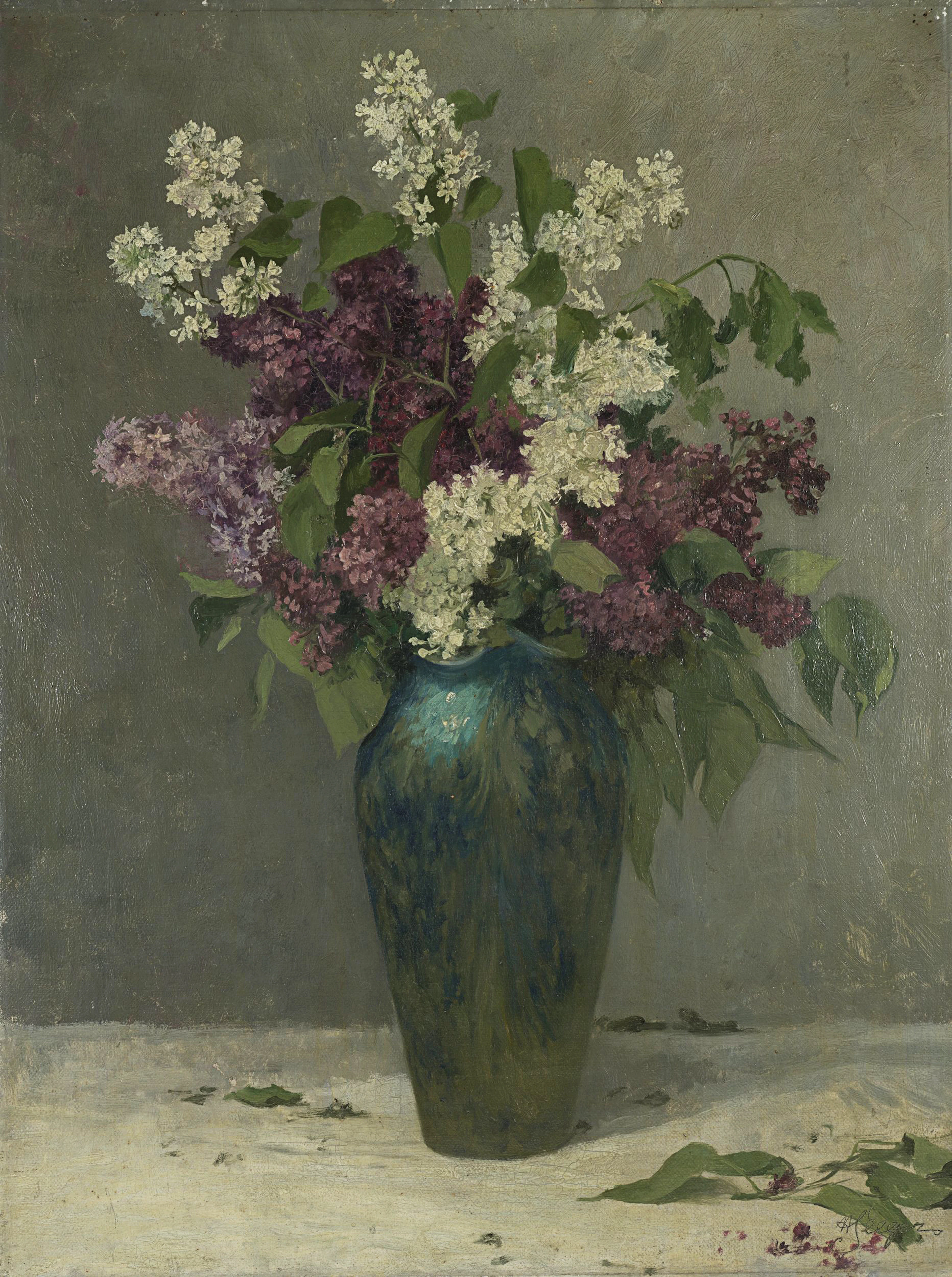 Fliederstrauß in grüner Vase | 62048