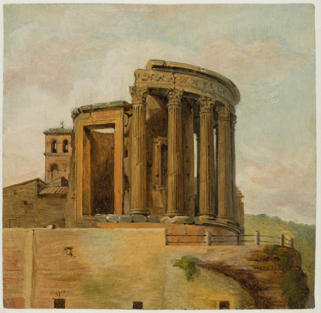 Unbekannt (19. Jahrhundert), Ruine des Tempels der Vesta in Tivoli, um 1840, Öl