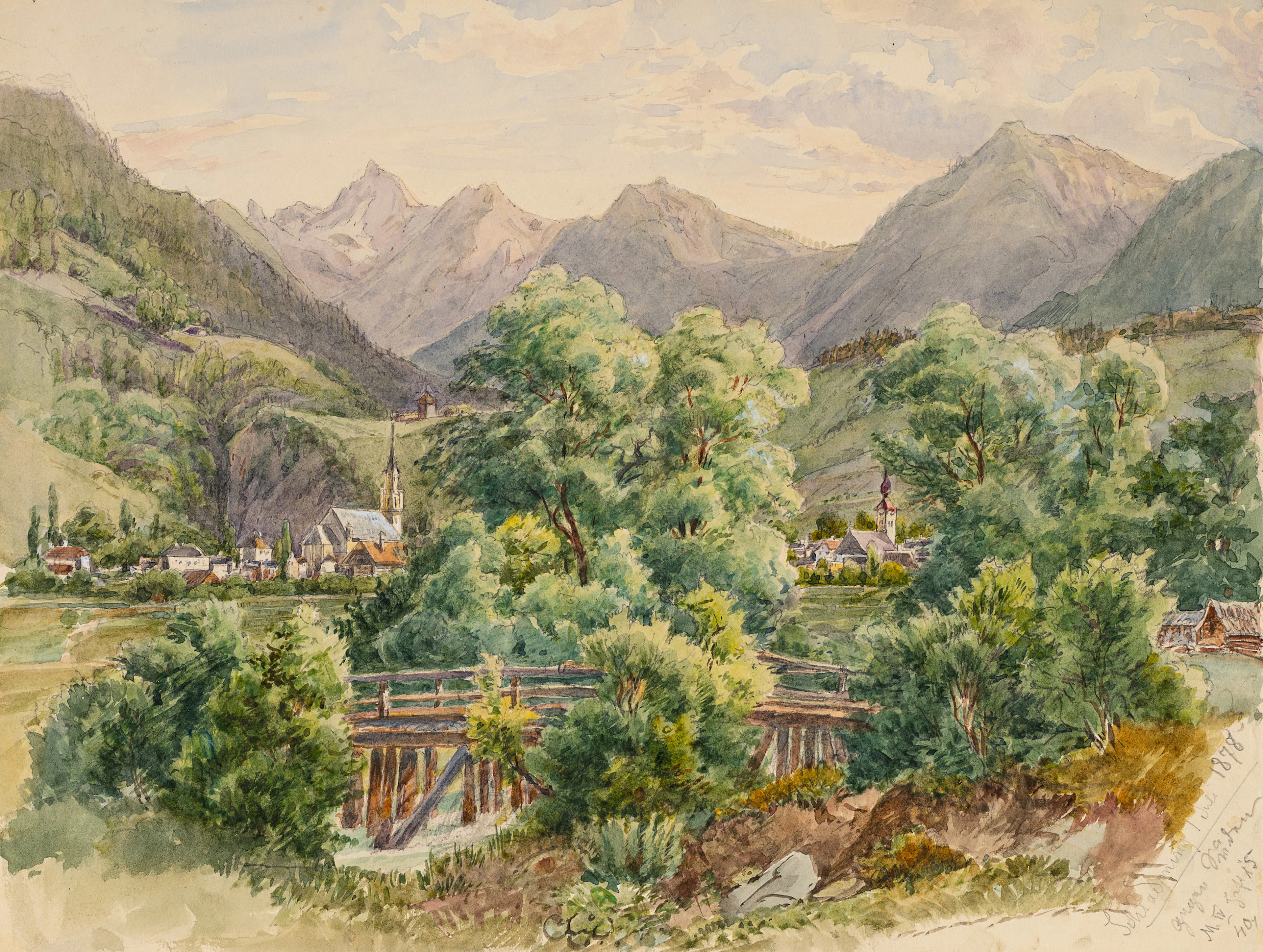 Georg Wiesend (1807 Kufstein - 1881 Berchtesgaden), Alte Brücke bei