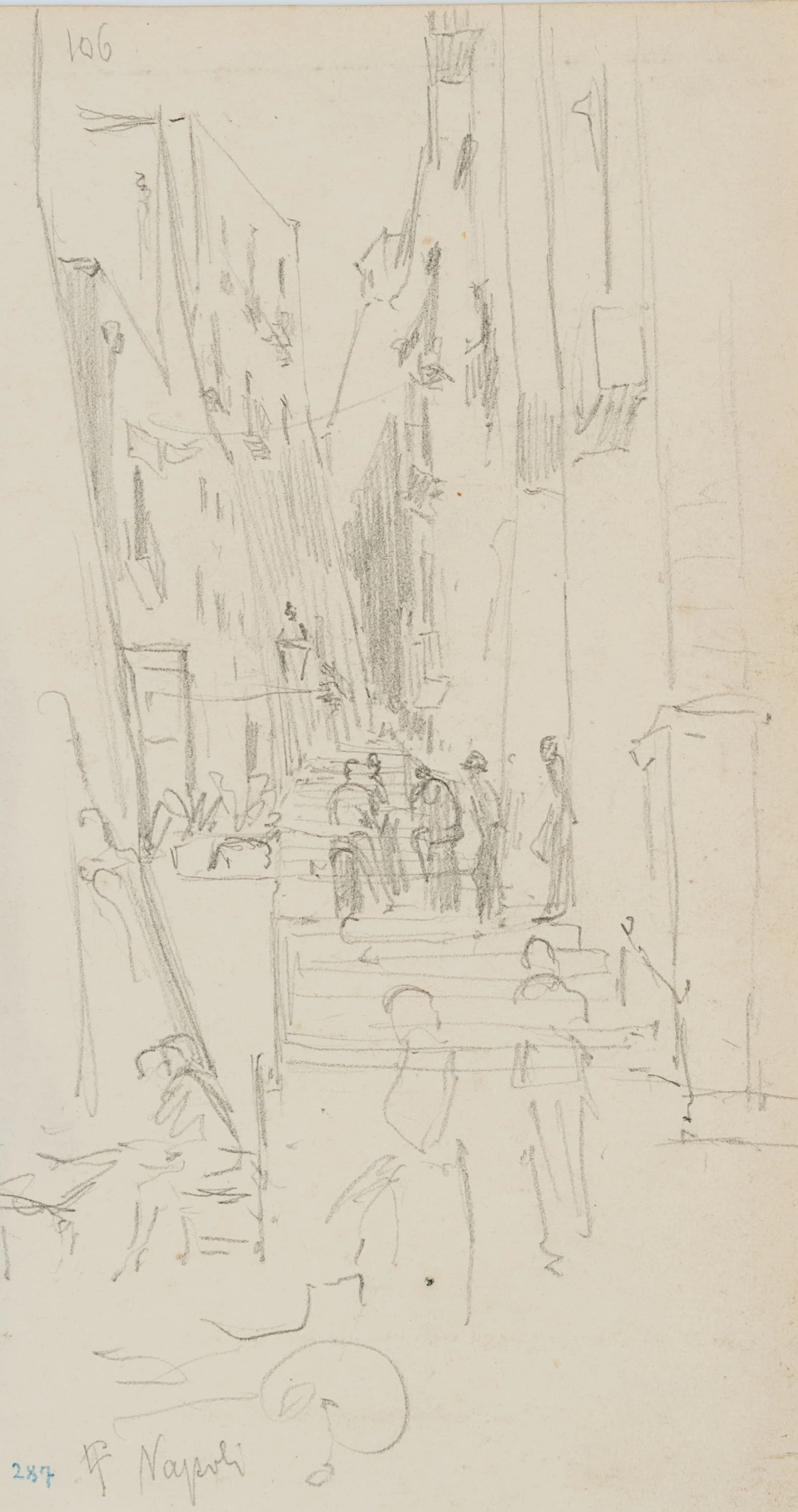 Leo Primavesi (1871 Köln - nach 1937 ), Straßenszene mit Treppe in