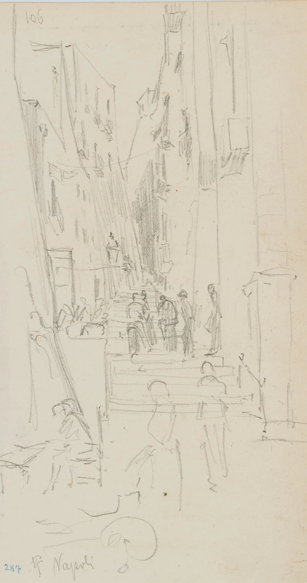 Leo Primavesi (1871 Köln - nach 1937 ), Straßenszene mit Treppe in