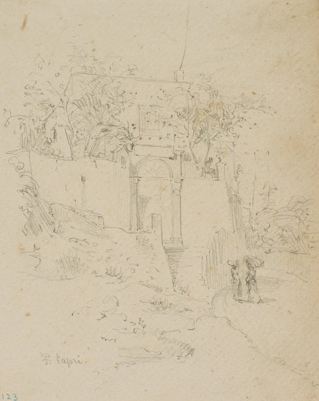 Leo Primavesi (1871 Köln - nach 1937 ), Villa auf Capri, um 1895, Bleistift
