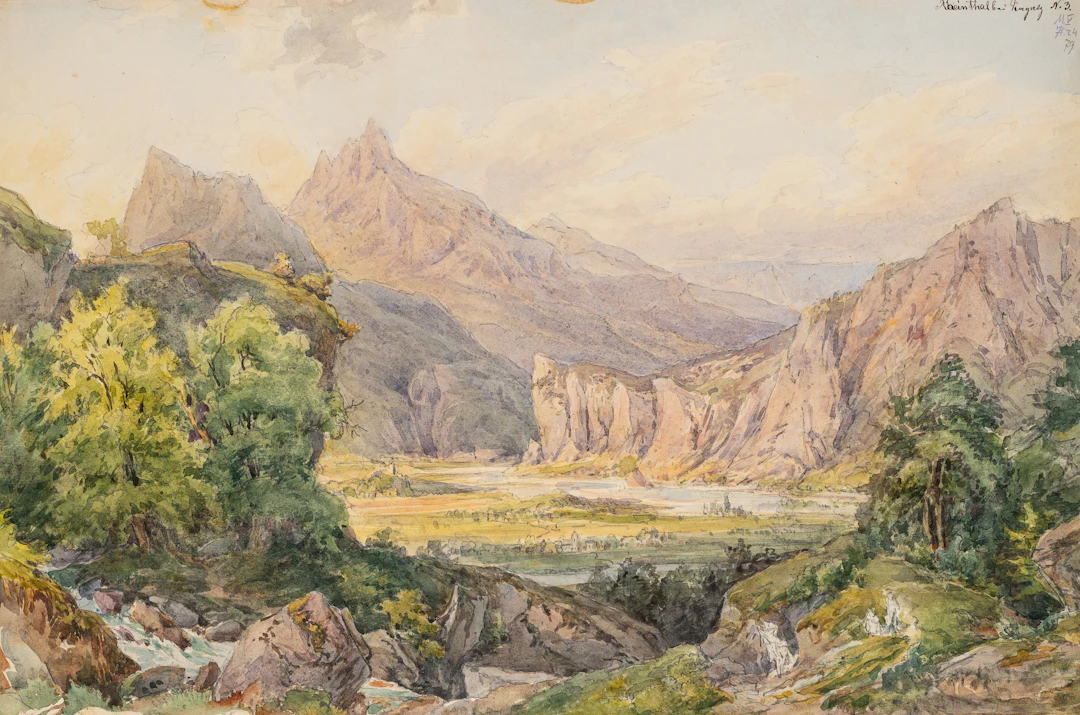 Georg Wiesend (1807 Kufstein - 1881 Berchtesgaden), Das Rheintal bei