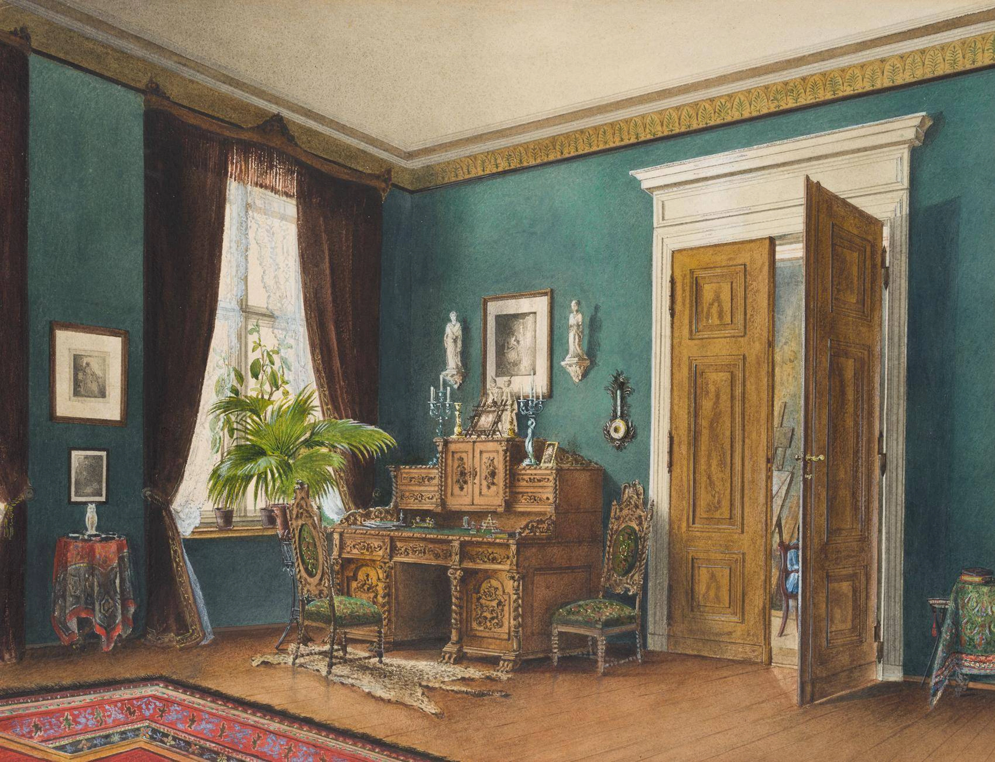 Interieur mit Maleratelier und Staffelei | 13270