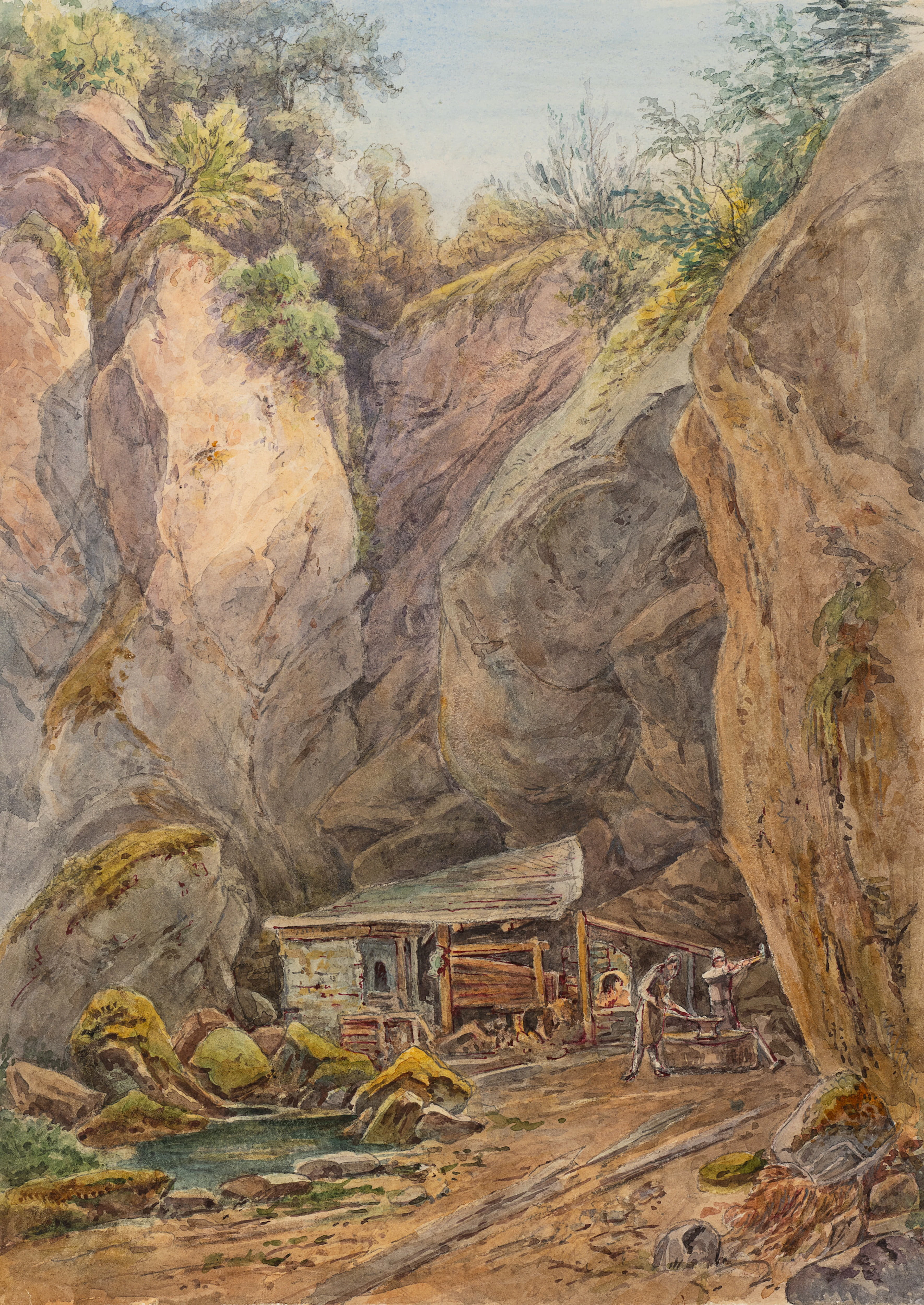 Georg Wiesend (1807 Kufstein - 1881 Berchtesgaden), Schmiede in einer