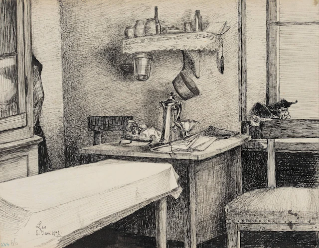 Leo Primavesi (1871 Köln - nach 1937 ), Interieur mit Kaffeekanne