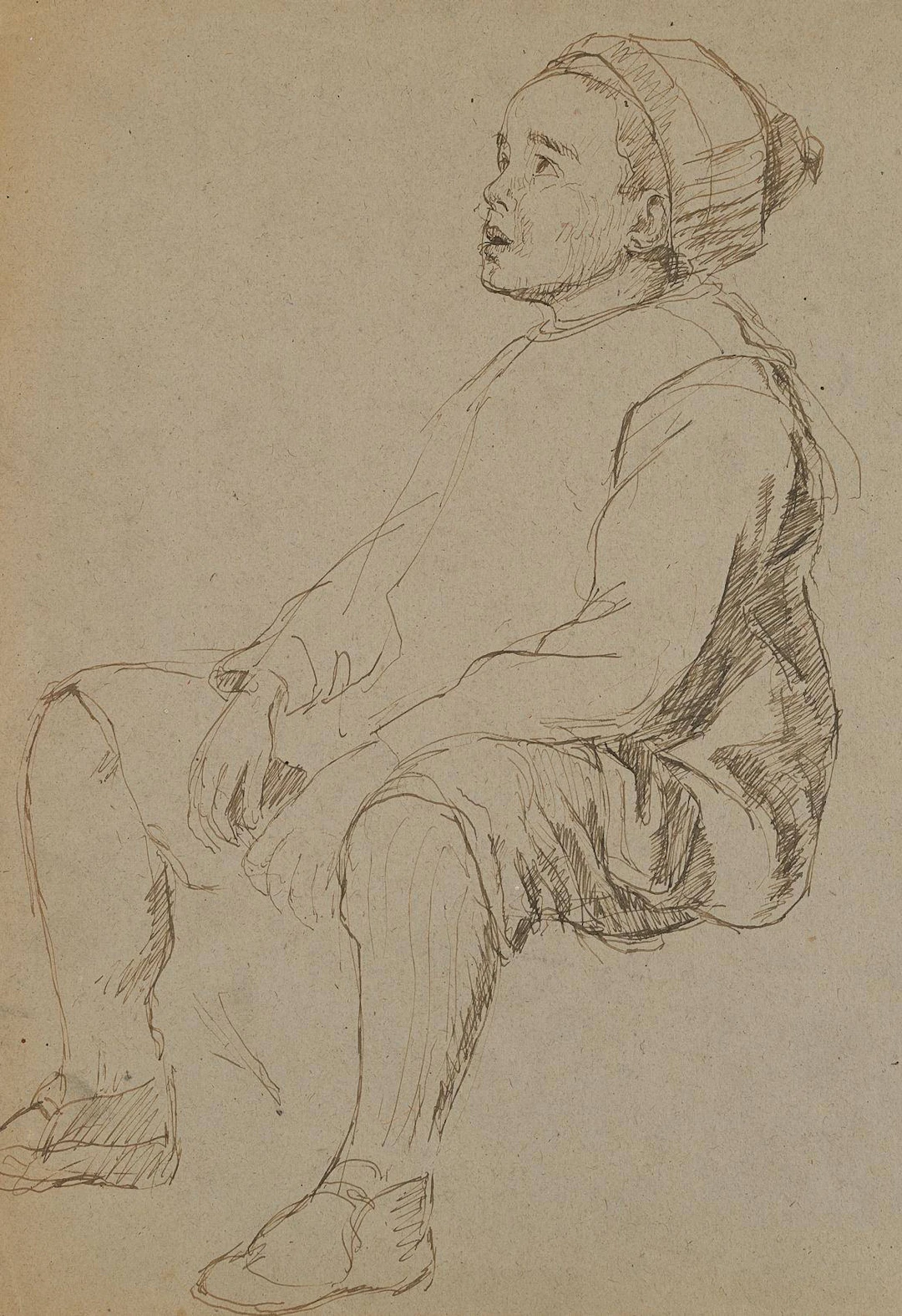 Sitzender Knabe mit Mütze | 11880