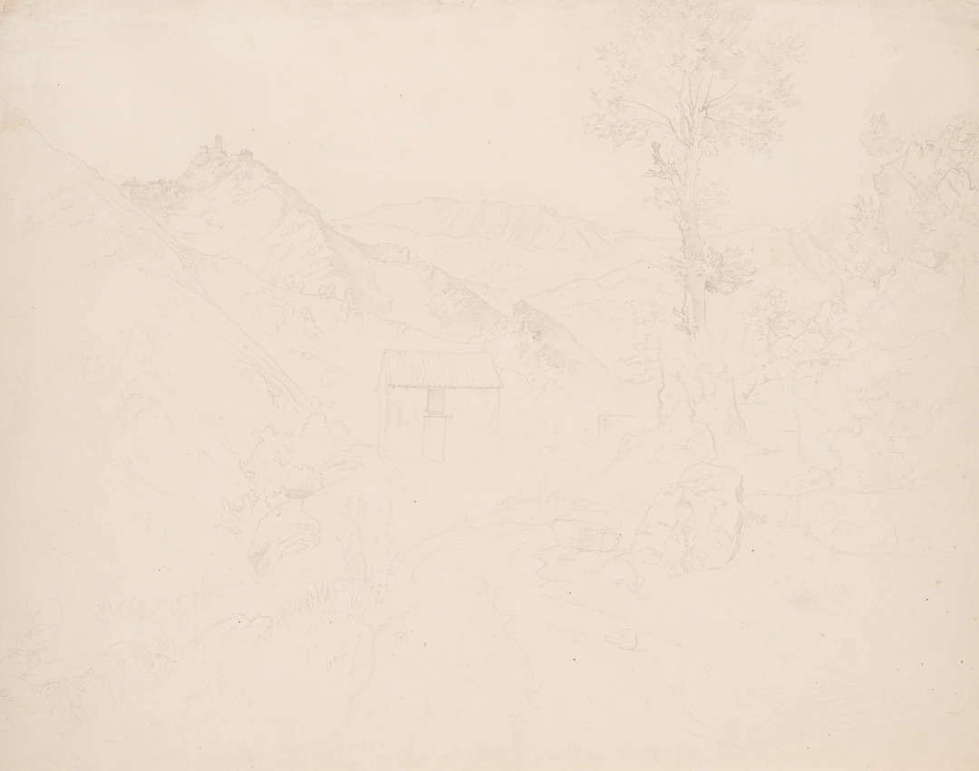 Ludwig Richter (1803 Dresden - 1884 ebd.), Blick auf Olevano vom Norden