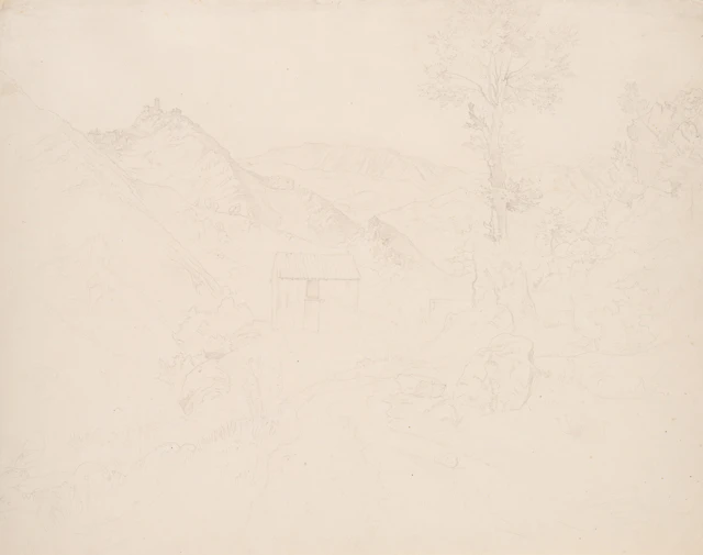 Ludwig Richter (1803 Dresden - 1884 ebd.), Blick auf Olevano vom Norden