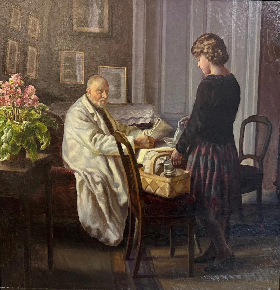 Girl with grandfather | Sophus Vermehren