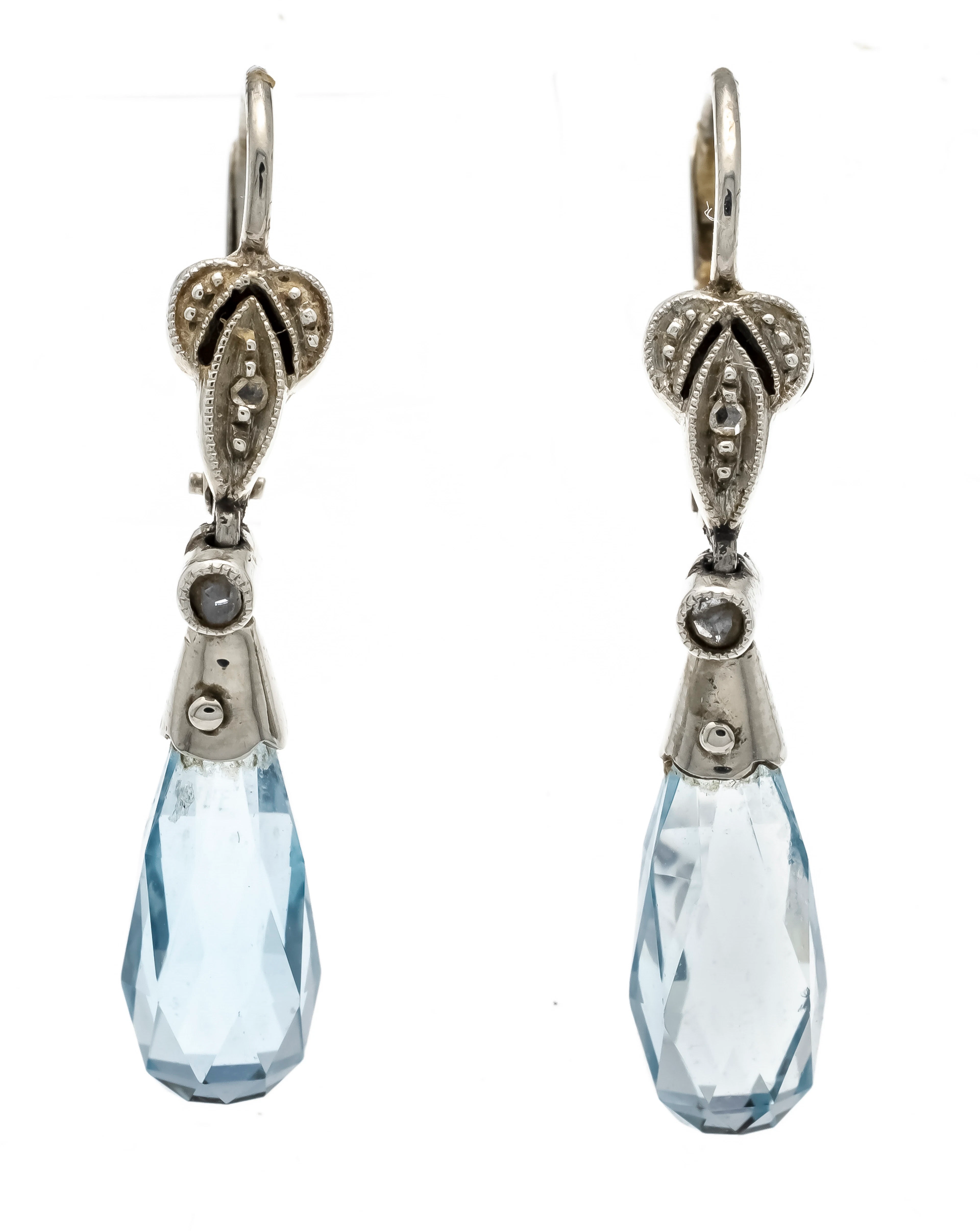 Art Déco Aquamarin-Ohrringe WG 58