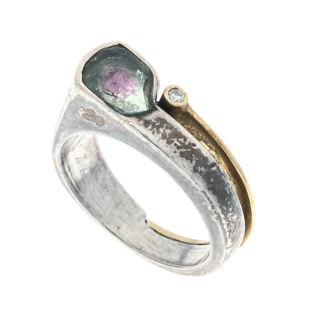 Turmalin-Ring Silber, teilweise v