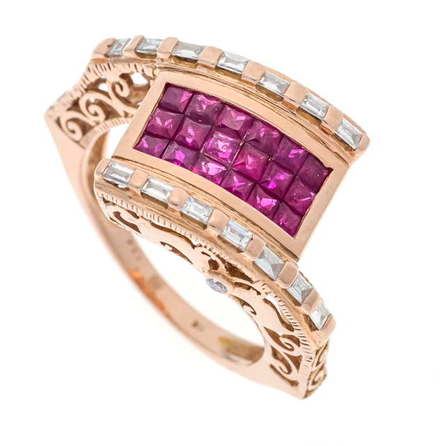 Rubin-Diamant Design-Ring um 1940