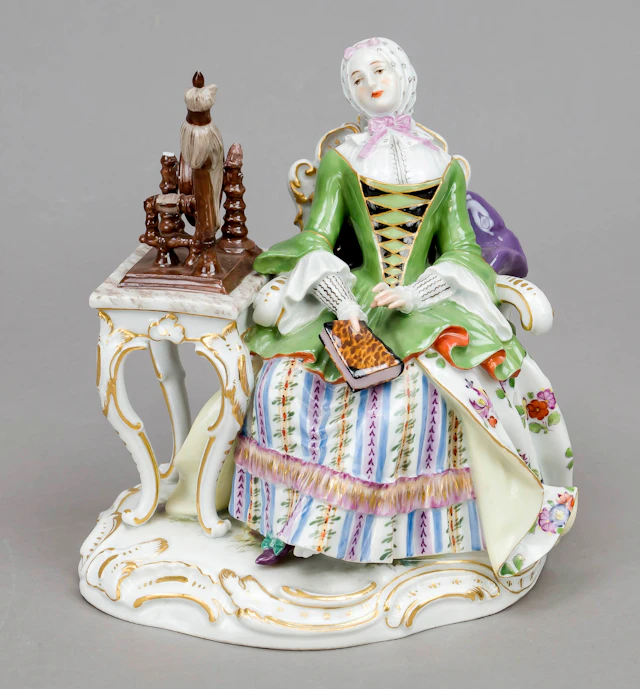Dame am Spinnrad, Meissen, Marke