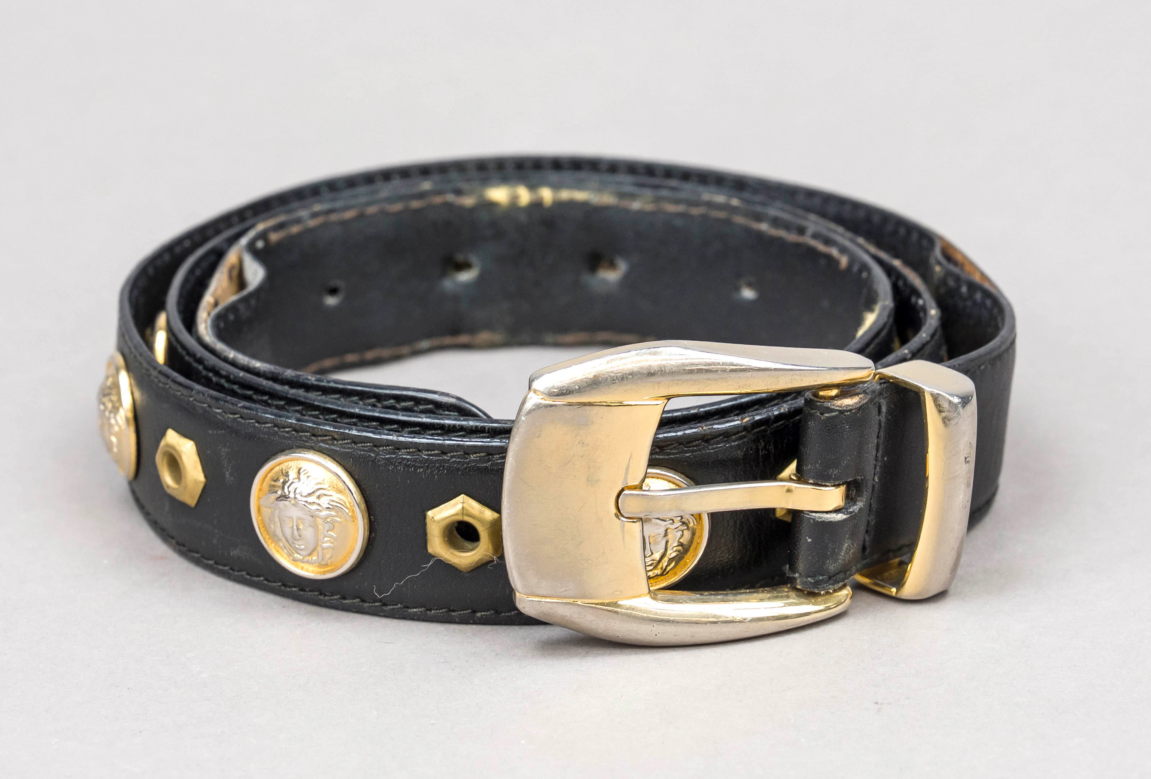 Versace, Gürtel, schwarzes Leder