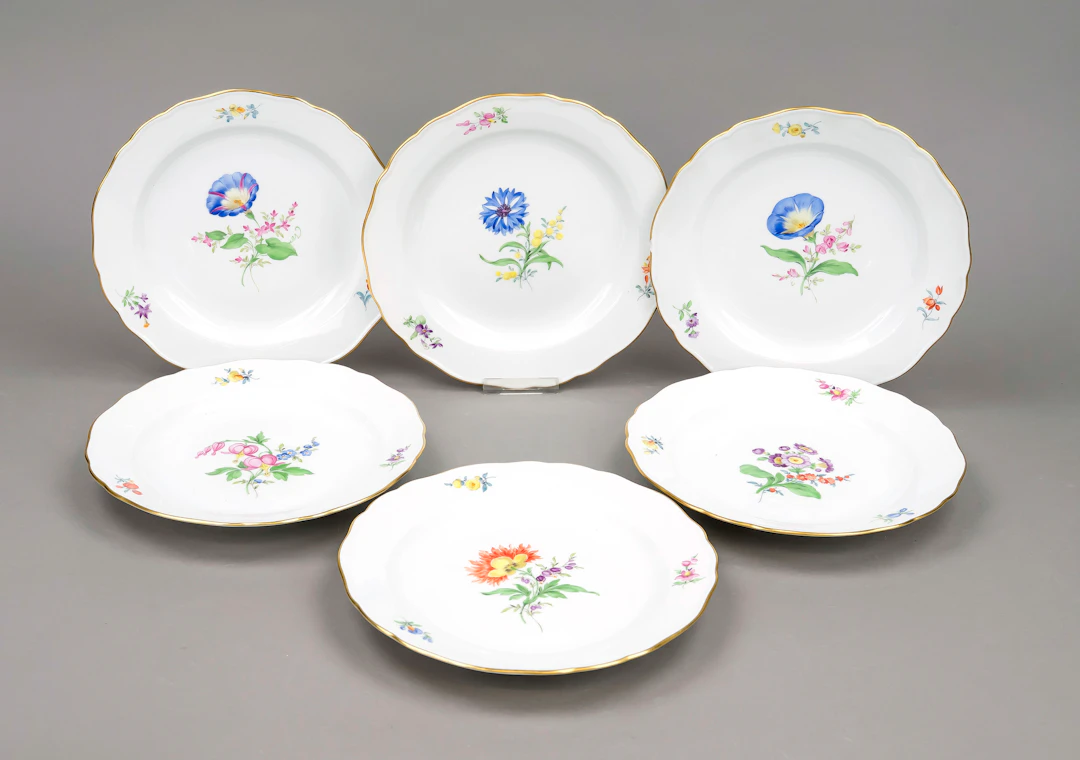 6 Frühstücksteller, Meissen, Mark