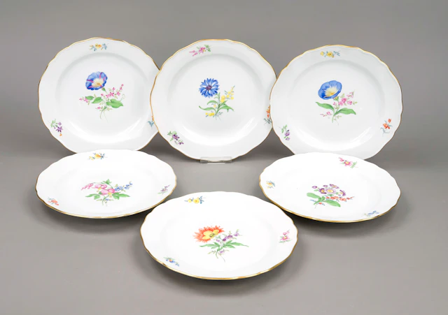 6 Frühstücksteller, Meissen, Mark