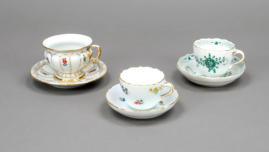 3 Mokkatassen mit UT, Meissen, Mo
