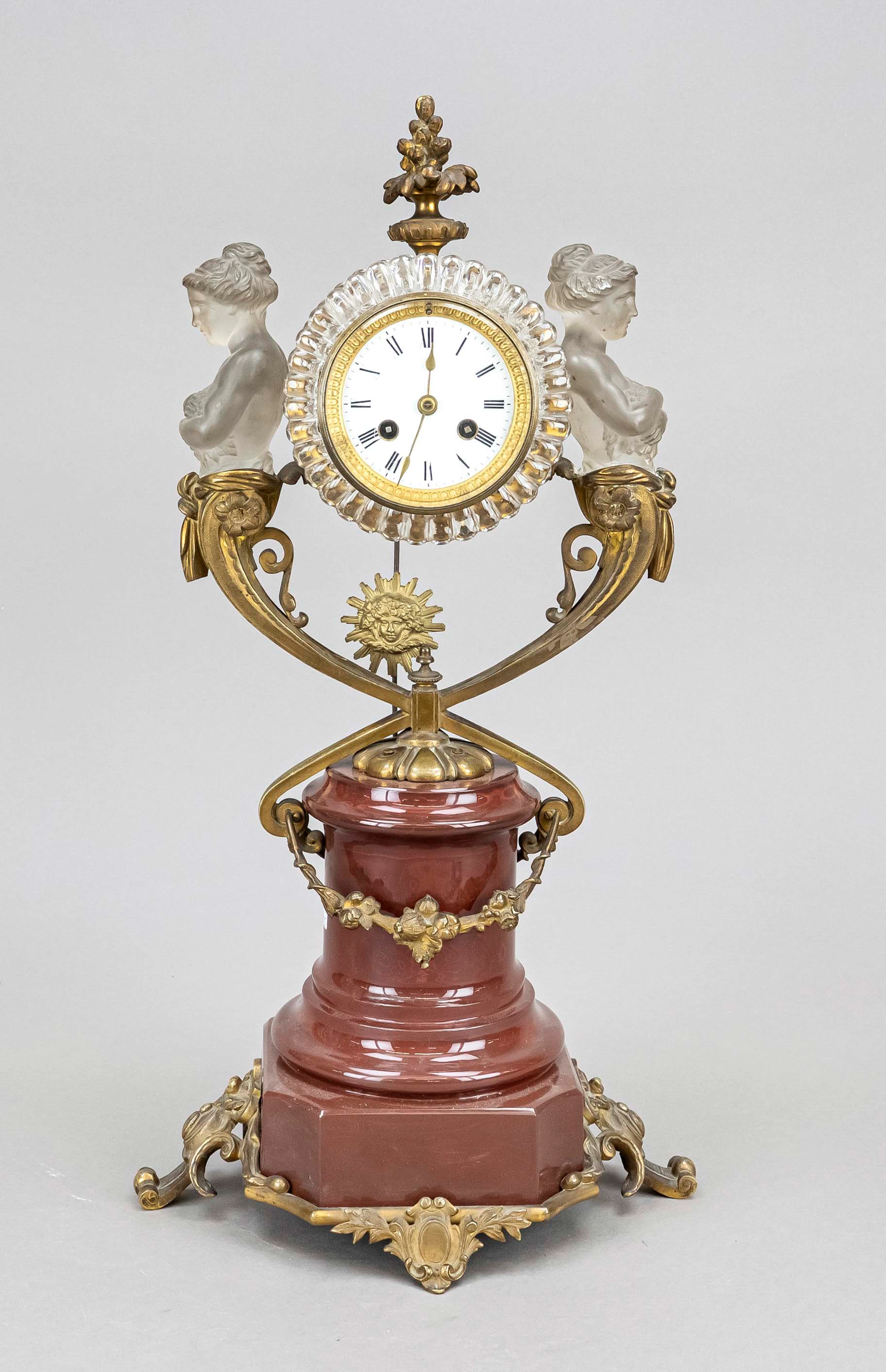 Franz. Pendule mit wohl Baccarat Glas