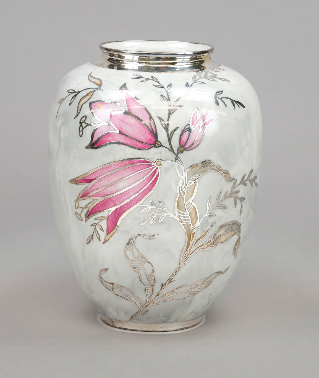 Vase mit Silberoverlay, Silberpor