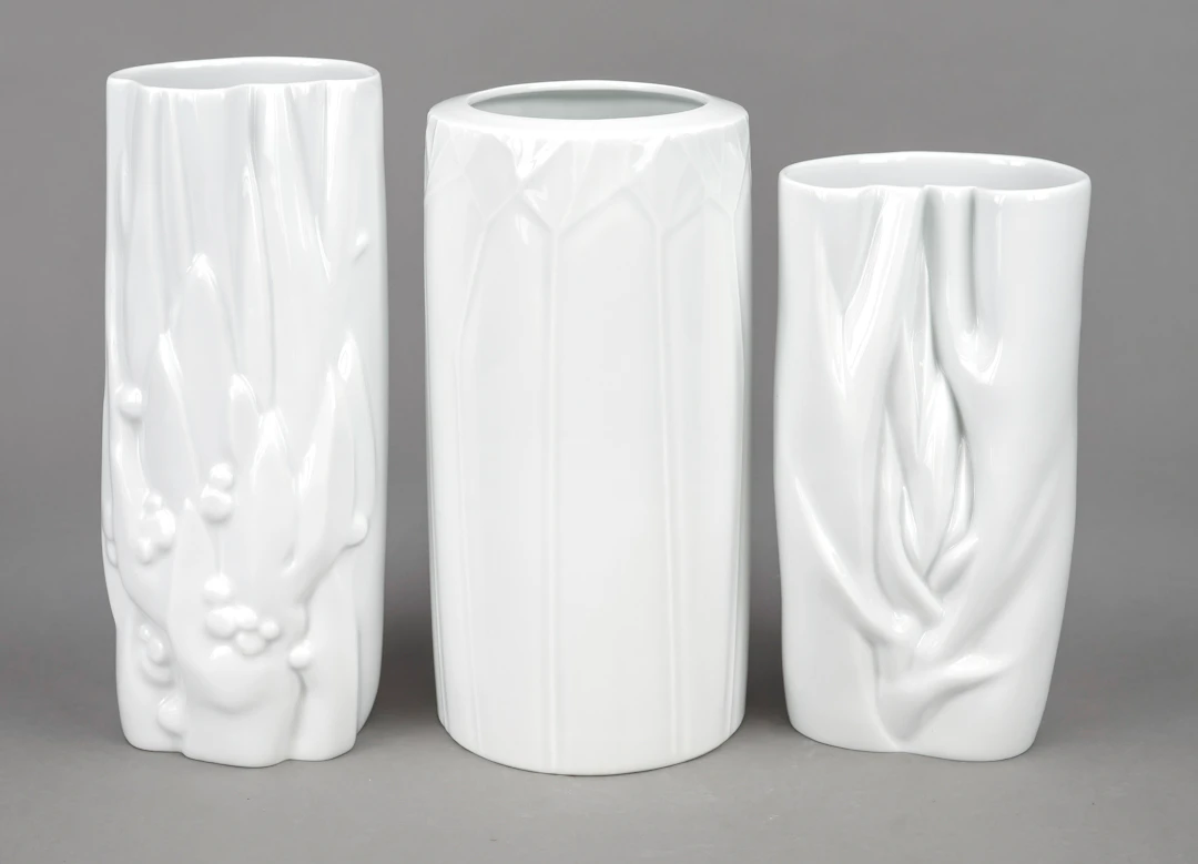 Drei Design-Vasen, Meissen, Marke