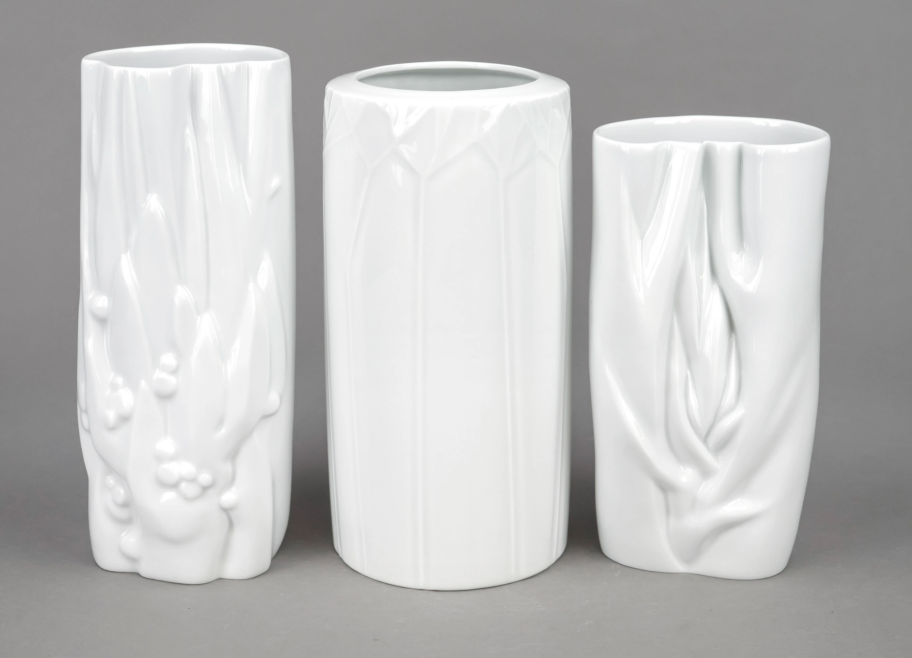 Drei Design-Vasen, Meissen, Marke