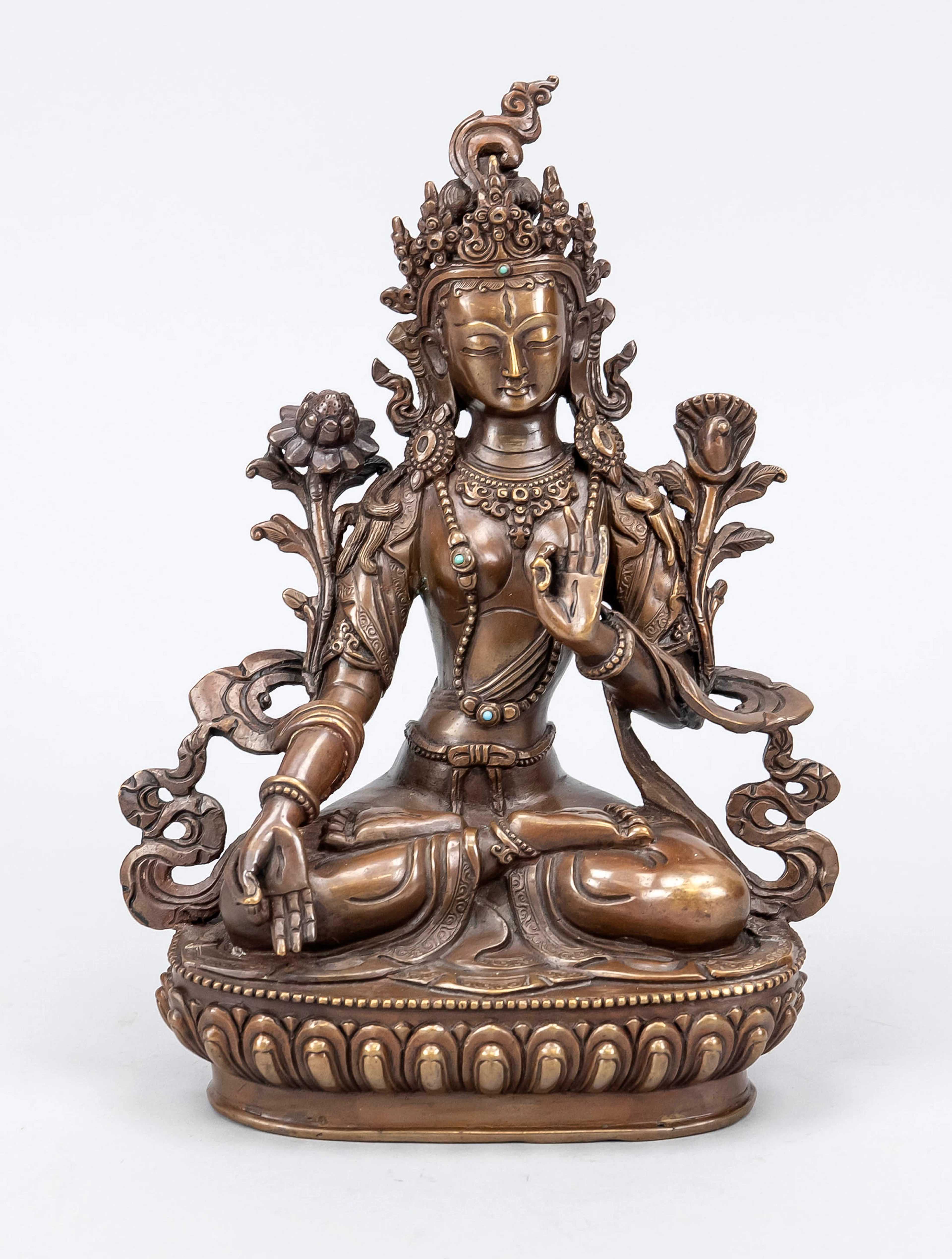 Grüne Tara, Tibet, 20. Jh., Bronz