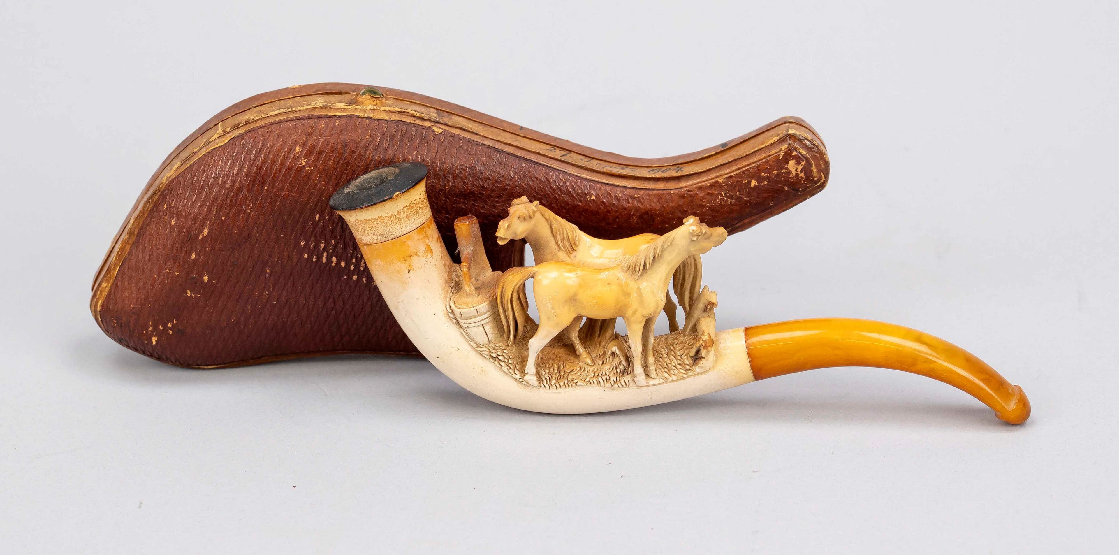 Meerschaumpfeife in Etui, um 1900