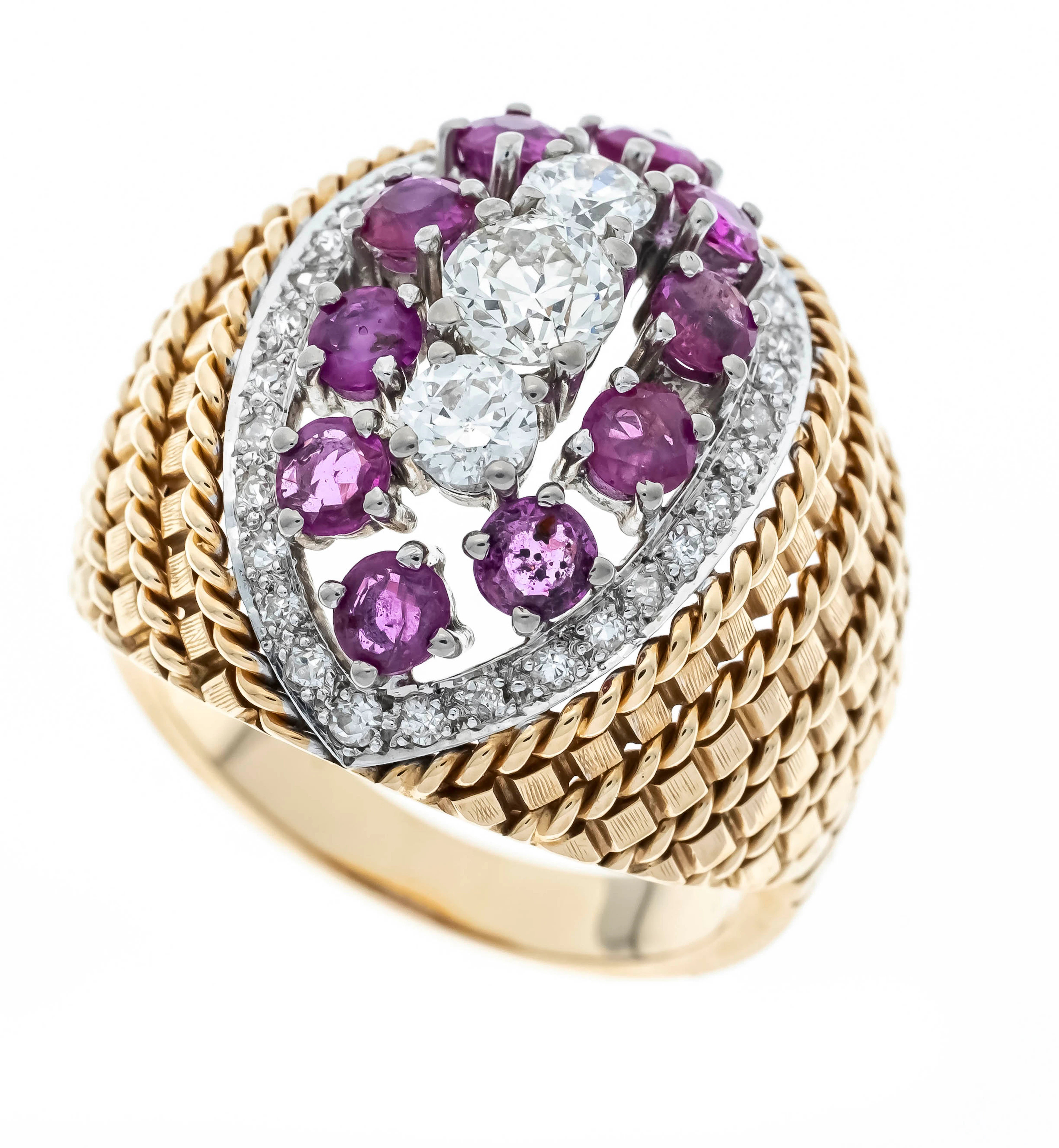 Rubin-Brillant Kuppel-Ring RG/WG