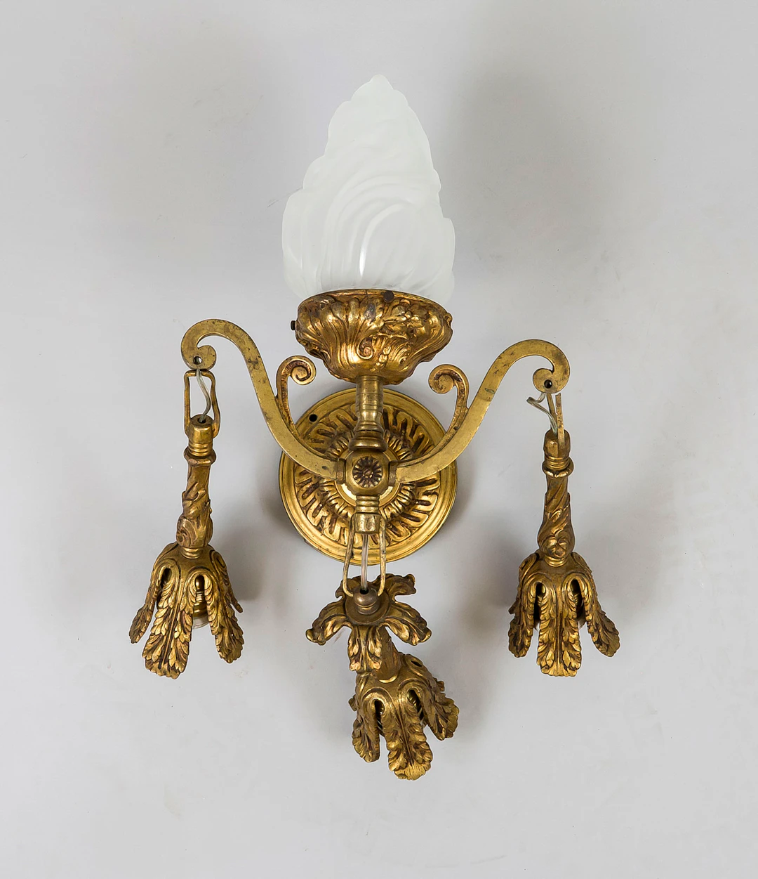Wandlampe, Ende 19. Jh., Messing/